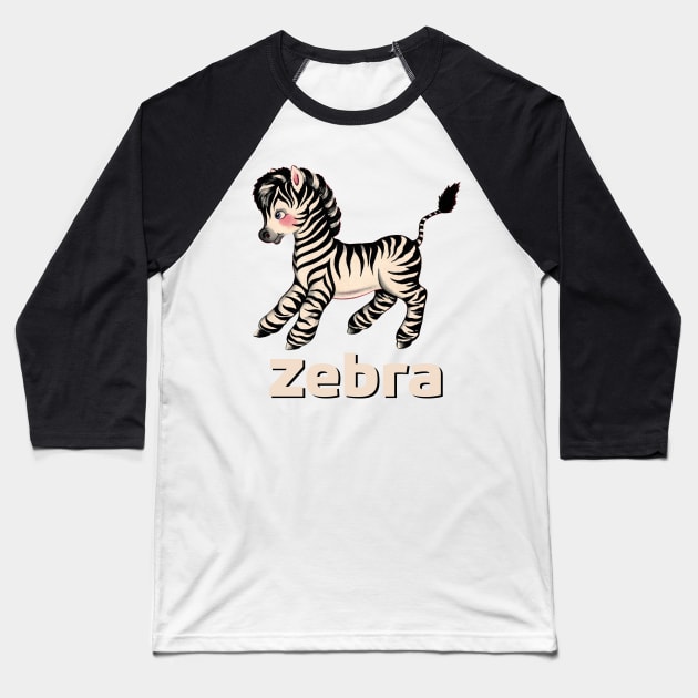 Cute Baby Zebra design perfect for children Baseball T-Shirt by LittleBean